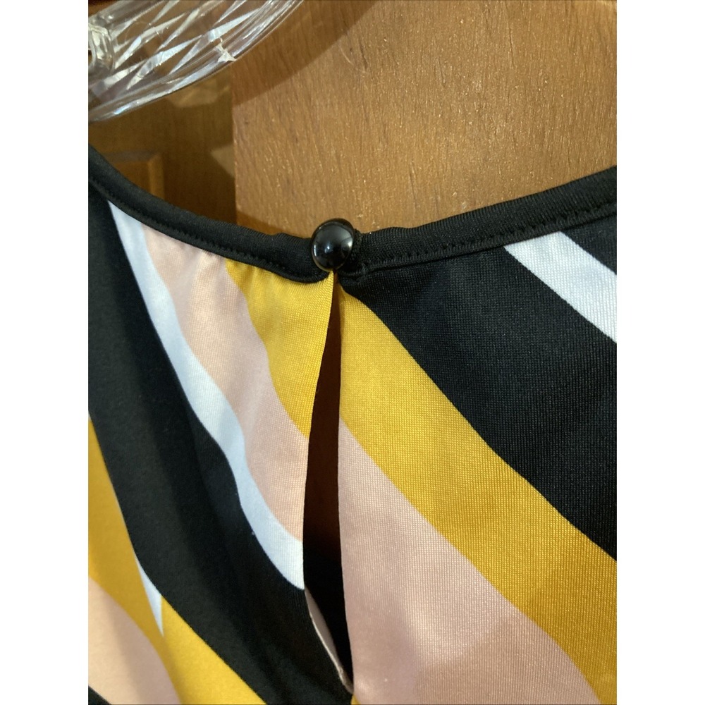 Lane Bryant Stripped Maxi Dress Sz 24 New Black Pink Yellow Belted Wedding Guest - Picture 8 of 12